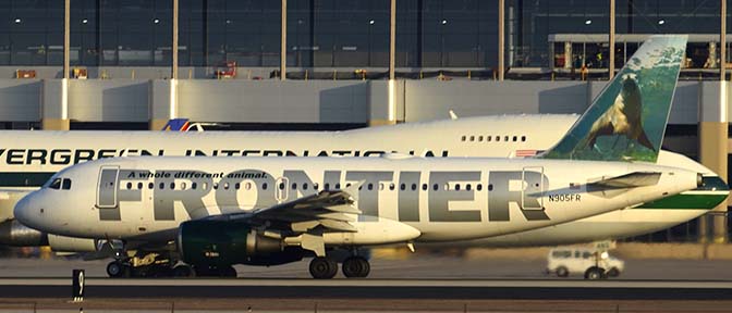 Frontier A319-111 N905FR Sherman the Sea Lion, Phoenix Sky Harbor, December 22, 2011